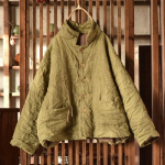 Johnature Moteri&scaron;ki kini&scaron;ko stiliaus dryžuoti parkai stovi pavasariniai paltai su sagomis ilgomis rankovėmis drabužiai vintažiniai laisvi parkai One Size tamsiai žalia spalva