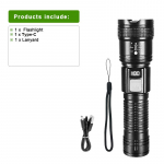 Didelės galios 50 W LED žibintuvėlis C tipo USB įkraunamas 1500M ilgo nuotolio itin galingas žibintuvėlis stovyklavimo žibintas D-Plastic-2000mAh