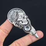 Baltas topazas brangakmenio pakabukas, masyvus 925 prabos sidabrinis pakabukas, papuo&scaron;alas, dovana unisex LG-097