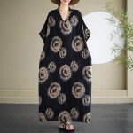 Trumpomis rankovėmis Didelio dydžio medvilninė vintažinė gėlėta nauja suknelė moterims laisvalaikio laisvo Maxi vasarinė suknelė