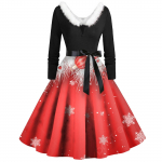 Moteri&scaron;ka vintažinė kalėdinė suknelė su ilgomis rankovėmis, 1950-ųjų namų &scaron;eimininkės vakarėlio i&scaron;leistuvių suknelė M violetinė