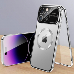 Prabangus aliuminio metalinis magnetinis Magsafe dėklas iPhone 16 15 14 13 12 Pro Max Plus su dideliu stikliniu objektyvo apsaugos dangteliu, skirtu belaidžiam įkrovimui For iPhone 16 Pro