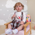 28 colių didžiulio dydžio Reborn Baby Dolls Liam Cosplay Girl Mink&scaron;to audinio kūno imitacinė lėlė Rankų darbo 3D dažytos odos lėlės, skirtos vaikams nuo 3 metų žaidimų draugo žaislas cloth body