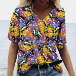 Drugelis, gėlėta grafinė 3D spausdinimo mar&scaron;kinėliai, moteri&scaron;ki Y2k mar&scaron;kinėliai, mar&scaron;kinėliai V kakleliu, moteri&scaron;ki Harajuku mar&scaron;kinėliai, moteri&scaron;ki, dideli kasdieniai drabužiai S