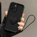 Telefono dėklas Motorola Edge 50 Fusion Moto G75 G55 G35 G85 G84 G22 G14 G04 G54 su meilės &scaron;irdelės rankos grandinėle ir virvele For Moto G24Power