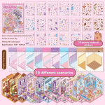 Animaciniai 3D lipdukai Scenos rinkinys 10 viename Miniatiūrinė scena Albumo rinkinys Studentas