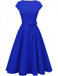 Dresstel Midi vasarinė suknelė, puikiai tinkanti XL dydžio moterims, Drabužiai, A formos, Liekninanti, Stilinga, Laisvalaikio, Kasdieniam dėvėjimui, &Scaron;ventėms, Mėlyna,