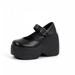 Madingi moteri&scaron;ki platforminiai auk&scaron;takulniai Gothic Lolita Nauji Mary Jane batai Atsitiktiniai moteri&scaron;ki kulniukai Svarstyklės Storas padas Siurbliai Juodi Mokasinai out of stock juoda
