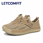 LETCOMFIT Vasariniai vyri&scaron;ki tinklelio batai Madingi mink&scaron;ti vyri&scaron;ki sportiniai sandalai Lauko pralaidūs orui Neslystantys kelioniniai žygio sandalai Dydis 46 39 smėlinė