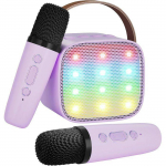 Machine de karaok&eacute; RisingFF pour enfants et adultes, mini et portable, avec 2 microphones,Violet
