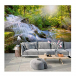 Gamtos peizažas krioklys 3D sienų tapetai Sunshine Forest tapetai miegamojo svetainės sofos fono dekoravimui 200 cm(W) x 140 cm(H)