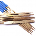 ATOPLEE Mini deimantinių dildžių rinkinys, 10 vnt. 3x140 mm titanu dengtos deimantinės dildės metalui, stiklui, medienai, akmeniui, papuo&scaron;alams, apima apvalias, pusapvales