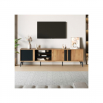 Meuble TV - MUVOE - 180 cm - Marron - Pour t&eacute;l&eacute;viseurs jusqu'&agrave; 80 pouces - Gestion des c&acirc;bles ruda