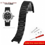 Cartier PASHA serijos laikrodžio apyrankė vyrams 22mm įpjova 14 nerūdijančio plieno Sidabro metalo Laikrodžio apyrankė Sulankstoma sagtelė apyrankė Nemokamas varžtas 22-14mm juoda