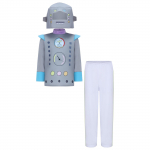 Unisex vaiki&scaron;kas roboto kostiumas Ilgomis rankovėmis Spalvingas margintas vir&scaron;us Elastingas juosmuo kelnės Mielas roboto galvos apdangalas Cosplay Helovino rinkinys 3-4 Years pilka