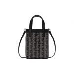 Lacoste Mados Retro Spaudinio PVC Rankinė ant Peties Maža Moteri&scaron;ka Rankinė Juoda Smėlio spalvos NF4463ZEN56 Black Beige Yellow,Small