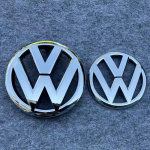 VOLKSWAGEN VW 2026 Naujas 2 vnt. 135 mm 110 mm Automobilio priekinių grotelių ženklelis ir galinės bagažinės dangčio emblema Logotipas Automobilio stilius Golf 6 MK6 2009