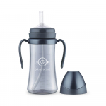 Grosmimi PPSU Tamsios serijos puodelis su &scaron;iaudeliu (300 ml) CHARCOAL