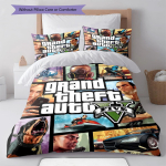 GTA ra&scaron;to patalynės komplektas su antklode Antklodės užvalkalas Pagalvės užvalkalas Namų dekoracija Gimtadienio dovana (1 * antklodės užvalkalas + 2 * pagalvės užvalkalai, be &scaron;erdies) 135x200cm