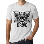Vyri&scaron;ki vintažiniai mar&scaron;kinėliai su grafika Feel The Drive Vintažinė balta XS baltos spalvos nuo blyksnio