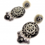 Les Tr&eacute;sors De Lily [C5257] - Boucles Cr&eacute;ateur 'Babouchka' Noir Gris juoda