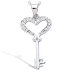 Les Tr&eacute;sors De Lily [H0427] - Pendentif Argent 'Cl&eacute; D&eacute;esse' blanc argent&eacute; (rhodi&eacute;) - 15x25 mm