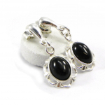 Les Tr&eacute;sors De Lily [I2565] &ndash; Sidabriniai auskarai &bdquo;D&eacute;esse Noir de Jais&ldquo; sidabro-juodos spalvos (padengti rodžiu) &ndash; 23x10 mm