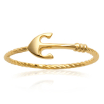 Bague Plaqu&eacute; Or 'Ancre Marine' dor&eacute; - 10x6 mm