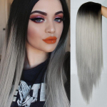XINRAN Long Straight Ombre Pink sintetinis perukas Cosplay perukai juodai baltoms moterims Spalvingų pluo&scaron;tų plaukų perukai Auk&scaron;tos temperatūros R6-T0906