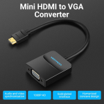 Vention Micro HDMI į VGA adapteris 1080P Mini HDMI ki&scaron;tukas į VGA lizdą kabelio keitiklis, skirtas fotoaparato plan&scaron;etiniam kompiuteriui Mini HDMI į VGA adapteris Mini HDMI to VGA juoda