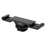 Andoer PT-2 Dvigubas &scaron;alto bato pailginimo strypas Dvigubas laikiklis DV DSLR fotoaparatui i&scaron;maniajam telefonui mikrofono LED juoda