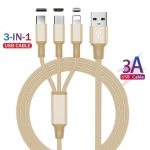 3 viename greitas mobiliojo telefono greito įkroviklio mikro USB laidas C tipo Android įkroviklio laidas, skirtas iPhone Three Data Charge kabelis auksas