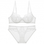 Sexy Petal Shape Itin plonas kau&scaron;elis liemenėlės rinkinys Push-up apatinių drabužių rinkinys siuvinėjimas liemenėlė Gather Bra didesnio dydžio nėriniuotas apatinio trikotažo rinkinys 95D(42D)