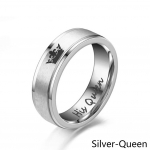 6 mm madingas nerūdijančio plieno žiedas Jo karalienė Jos karalius Pora Sidabrinė Juoda Karūna Poros Juvelyrika Valentino dienos dovanos Queen - US 8 sidabras
