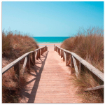 Les Tr&eacute;sors De Lily [A2865] - Toile photo 'Bords de Mer' bleu (plage - pont en bois) - 90x90 cm