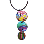 Les Tr&eacute;sors De Lily [R6499] - Collier artisanal 'Colombine & Arlequin' multicolore argent&eacute; - 45x18 mm