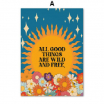 Boho Retro Happy Citata Drugelis Saulės veidai Sienų Menas Drobės Tapyba &Scaron;iaurės &scaron;alių plakatais ir Sienų nuotraukų spausdinimas Svetainės dekoravimui Be rėmelio 21*30cm