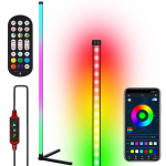 Neoglint Smart LED kampinė lempa RGB atmosferos grindų lempa Nuimamas kampinis &scaron;viestuvas APP valdymo pultelis juoda balta spalva