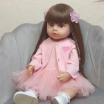55 cm gyvą atgimusi lėlė 22 colių mink&scaron;ti silikoniniai ilgi rudi plaukai Realisti&scaron;ka princesė bamblys Bebe gimtadienio dovana