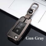 Skirtas Volkswagen MK7 GTI 7 Golf 7 Golf R Skoda Octavia A7 SEAT sulankstomas nuotolinio valdymo pulto dangtelis Odinis metalinis automobilio raktų dėklas VW raktų pakabukui pilka spalva