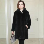 Kailiniai moteri&scaron;ki audinės kailiai su gobtuvu Moterų audinės kailio vidutinio ilgio žieminiai auksiniai audinės kailiai 5XL