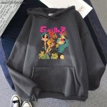 &bdquo;Gorillaz Rock Band&ldquo; animacinių filmų spauda Unisex/Moteri&scaron;kas medvilninis gobtuvas Kasdienis negabaritinis megztinis Populiarūs megztiniai, madingi unisex drabužiai S gray