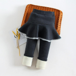 Mergaičių Žieminiai Antblauzdžiai Kelnės Vaiki&scaron;kos Kelnės Fleece Antblauzdžiai Mergaitėms Storos &Scaron;iltos Netikros Dviejų dalių Culotte Vaiki&scaron;kos Sijoninės Kelnės 3T tamsiai pilka spalva