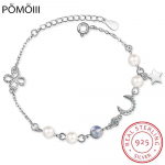 Žvaigždės mėnulio žavesys, paprastas laukinis perlas, 925 sterlingo sidabro temperamentas, moteri&scaron;kos madingos, keičiamo dydžio mėlynos Mėnulio akmens apyrankės