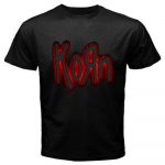 Korn Metal Rock Band Red Logo Juodi Unisex mar&scaron;kinėliai S