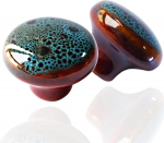 Vintažiniai mėlyni spintelės rankenėlės, glazūruotos keramikinės apvalios rankenėlės komodos stalčiui, antikvarinis stalčiaus traukiklis namų dekorui, durų rankenos 6pcs