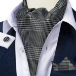 Vyrų Ascot &Scaron;ilko Cravat Blue Paisley Tie nosinės rankogalių sąsagų rinkinys i&scaron;kilmingam vakarėliui LDAS2044