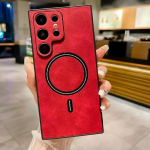 Prabangus Paprastas Mink&scaron;tos Odos Magnetinis Telefono Dėklas Magsafe Skirtas Samsung Galaxy S25 S24 S23 S22 S21 Ultra Plus Apsauginis Kameros Dangtelis For Samsung S24 juoda