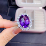 POMOiii naujos geometrijos temperamento ovalo formos violetinis žiedas moterims žavinga vestuvių sužadėtuvės puikūs papuo&scaron;alai nauji madingi Adjustable Opening violetinė