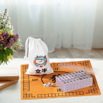 Kinijos mini mažongų rinkinys su ne&scaron;iojimo krep&scaron;iu, 144 plytelės, plytelės vakarėliui rožinė